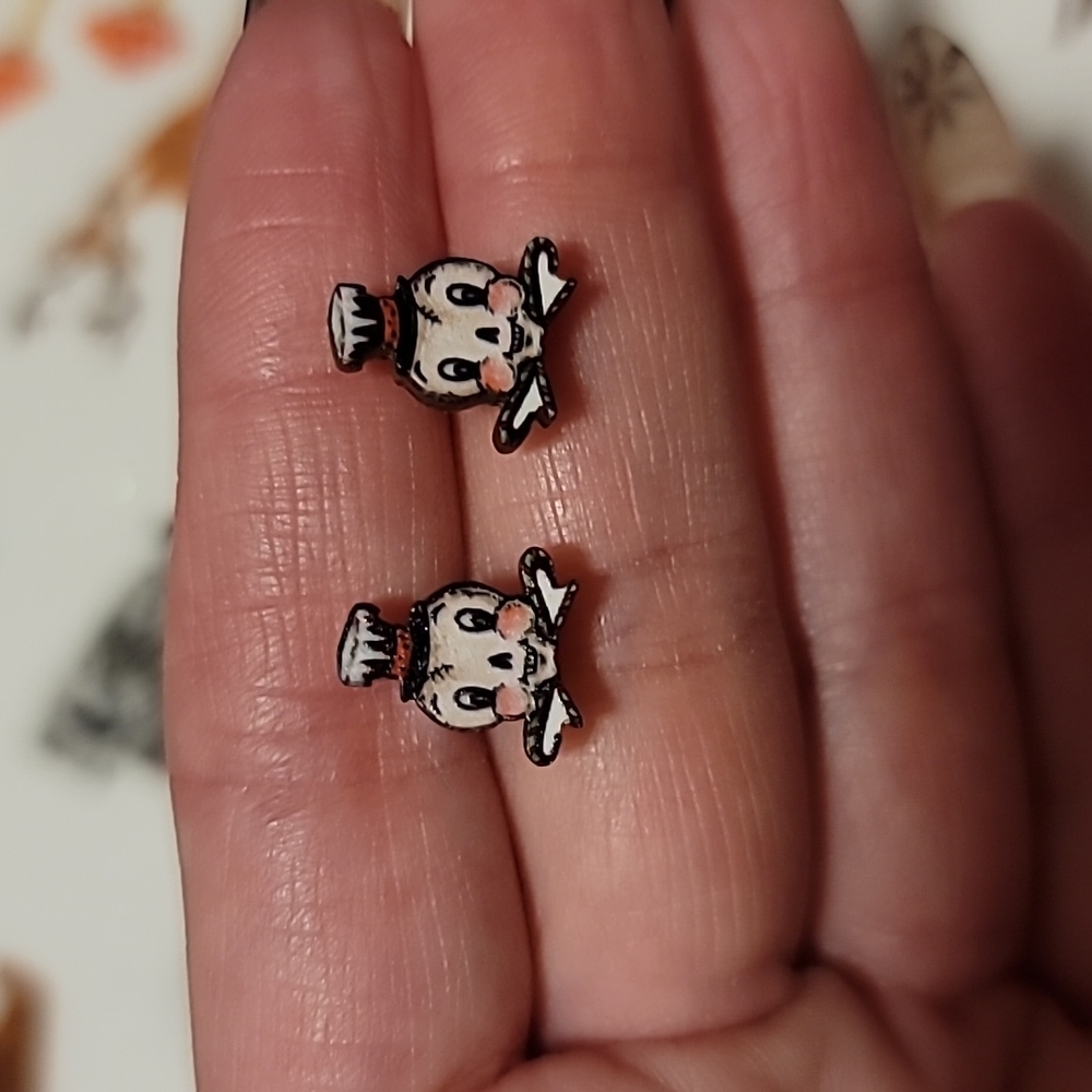 Wooden Skeleton Stud Earrings